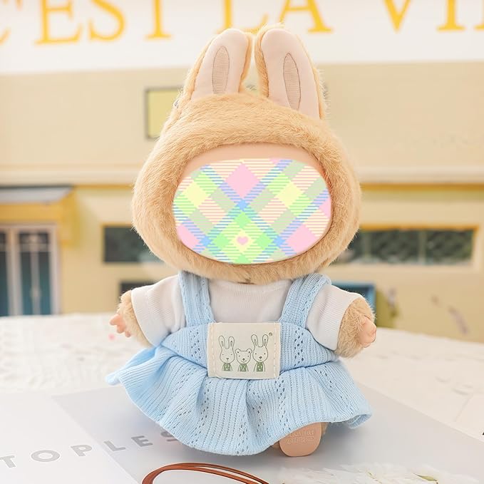 Clothes for Dolls Accessories (No Doll), Kawaii Shirt Skirt Outfit Set 2 Pieces for 15cm 17cm Doll Suit, Stylish Dress Up Doll Clothing Set Replacement Blue