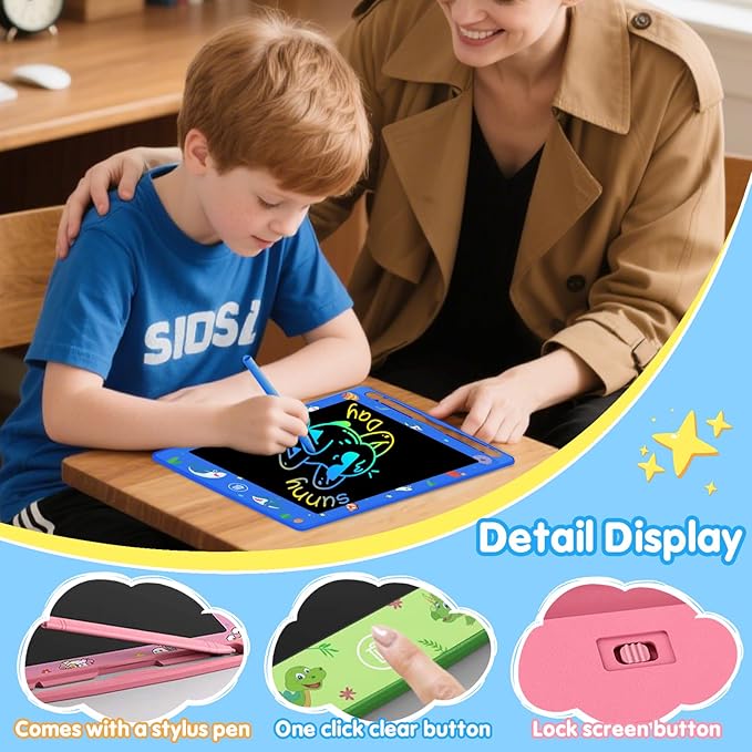 Party Favor 10 Pack LCD Writing Tablet for Kids, 8.5 Inch Colorful Doodle Board Drawing Pad, Educational Learning Travel Toys Birthday Gifts for Boys Girls Age 3 4 5 6 7 8