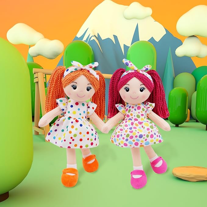 June Garden 18" Snuggle Cuties Sophie - Soft Cuddly Plush Doll Gift for Girls - Huggable Rag Doll - Pink L