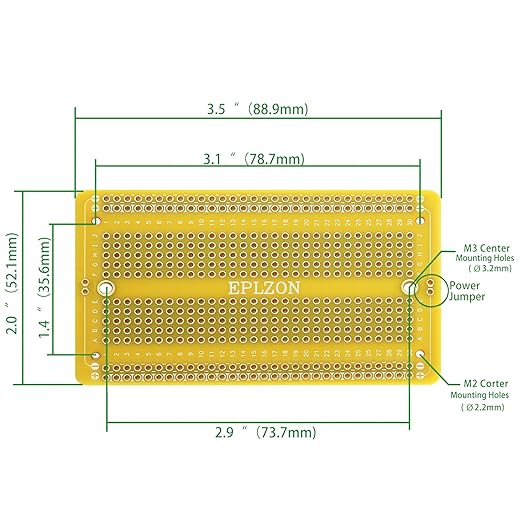 Solderable Breadboard PCB Board Gold-Plated Solder Breadboard for DIY Electronics Projects Apply to Arduino Soldering Projects 3.5"x2.05" (5 Pack + 2 Mini Board, Yellow)