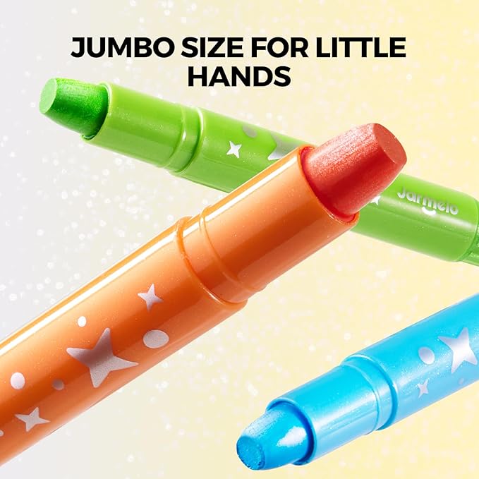 Jar Melo Glitter Crayons for Toddlers 1-3, Non-Toxic Washable Crayons for Kids, Ultra-Silky and Twist, Ideal Coloring Gift for Boys and Girls, 24 Colors