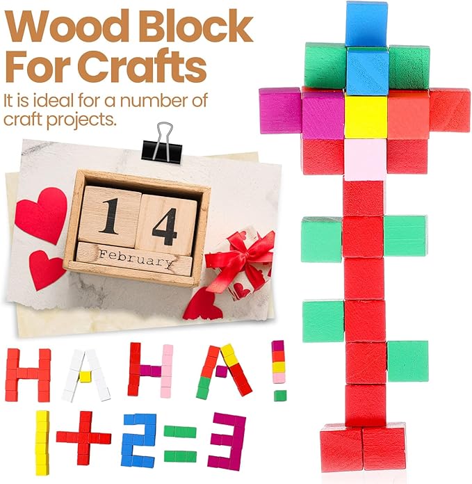 Barydat 10 Pcs 2.36 in Wooden Cubes, Unfinished Wooden Blocks for Crafting Natural Craft Wood Square Blank Cube for DIY Project Baby Showers
