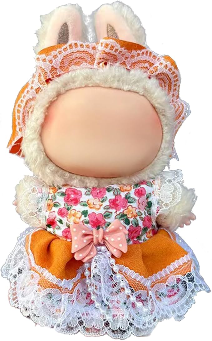 Clothes Set for Dolls 17cm (No Doll), Handcrafted Cute Clothes with Exquisite Accessories for Dress Up Unique Chic Style (Yellow)