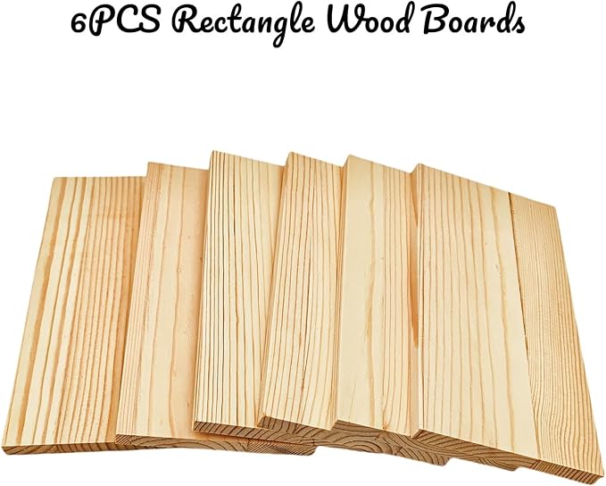 6PCS Rectangle Wood Boards Unfinished Wood Blocks for Crafting, 8x4x0.4in Blank Whittling Wooden Blocks for Wood Carving,Painting & Burning