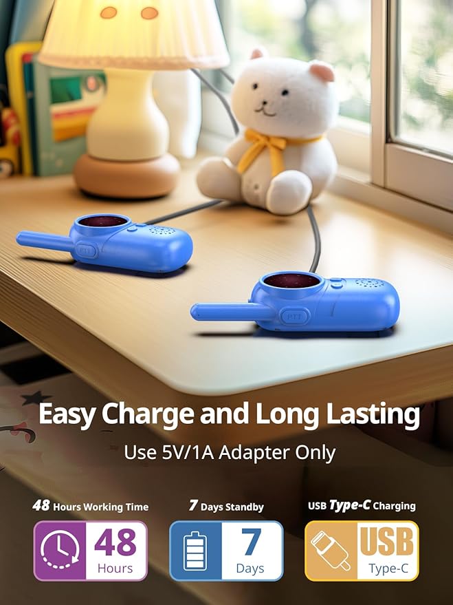 Walkie Talkies for Kids Rechargeable, 3 4 5 Year Old Boy Girl Gifts, 2 Pack Birthday Gifts for 3 4 5 6 7 8 Year Old Boys, Toddler Toys for Indoor Outdoor Games