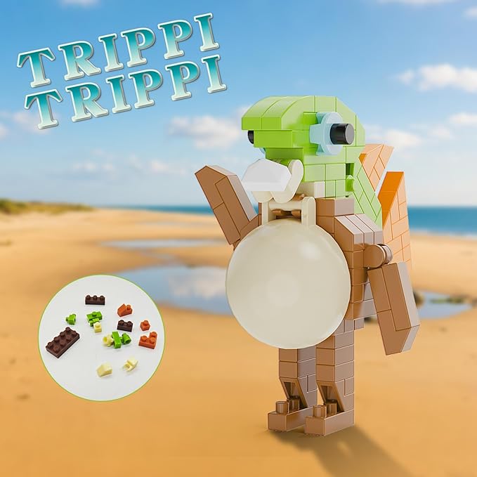 MJDDJA Italian Brainrot Action Figure Building Kit, Brainrot Toys, Creative STEM Construction Blocks, Collectible Desk Decor Gift for Adults & Teens 14+(TRIPPI TRIPPI)