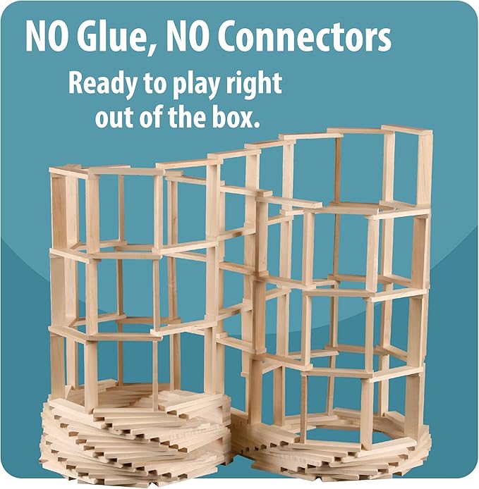 MindWare KEVA Maple 200 Plank Wooden Building Blocks Set - Free-Form 3D Structure Building Set for Kids