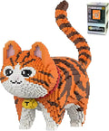 Animal Orange Striped Bell Cat Micro Mini Building Blocks Sets Large Cute Cat Building Kits Model Toys Gift for Adults Kids Teens 6665 PCS
