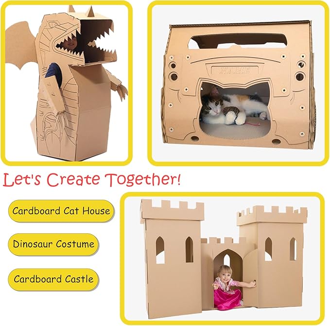 Cardboard Construction Tool Kit 422 Pieces -Educational Toys for at-Home Play + Classroom Learning | Reusable Cardboard Tools for Kids
