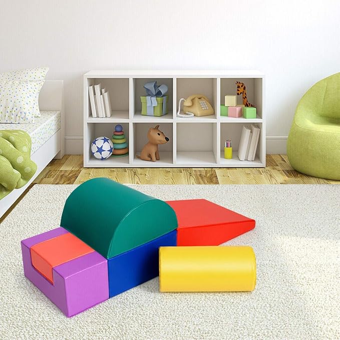 Costzon 6-Piece Kids Crawl and Climb Foam Play Set, Colorful Baby’s Foam Blocks to Crawling, Climbing, Walking, Children’s Educational Software Composite Toy for Toddlers, Preschoolers (Primary)