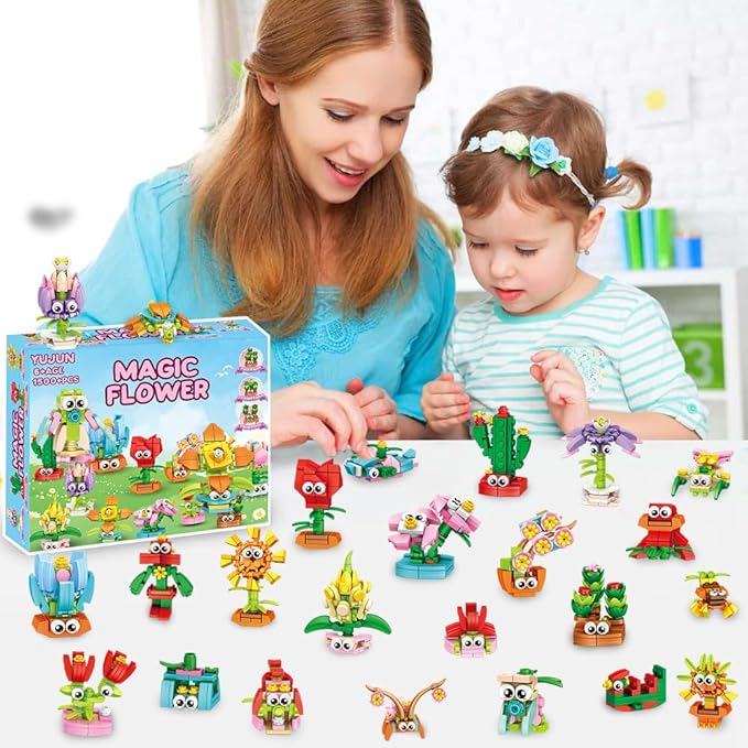 36 Pack Party Favors Building Blocks for Kids,Flowers Bouquets Building Toys DIY Unique Bricks Mini Animals Toys for Boys Girls Goodie Bags Stocking Stuffers Holiday Birthday Gifts Classroom Prizes