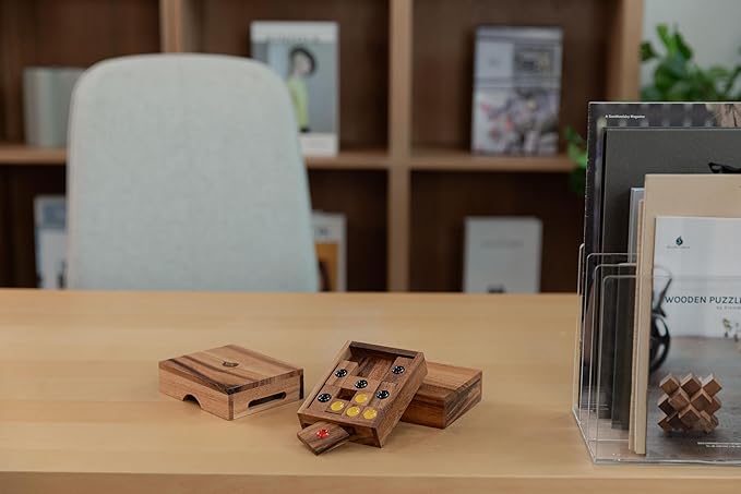 Setting Sun: STEM Sliding Block Puzzle AKA Huarong Dao or Klotski from SiamMandalay with SM Gift Box(Pictured) Improve Critical Logical Thinking with an Eco Friendly Handmade Educational Game