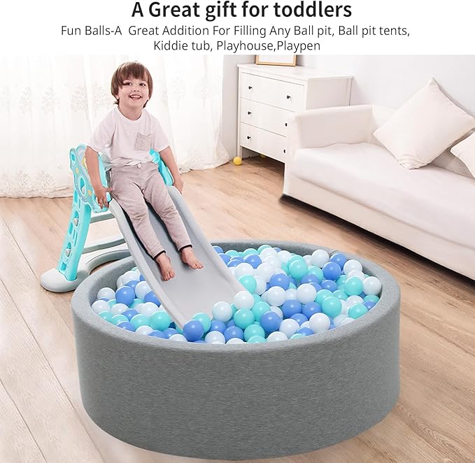 Ball Pit Balls Pack of 100 200 500 - Star and Round Set BPA Free Phthalate Free Non-Toxic Crush Proof Play Balls Soft Plastic Balls for Toddlers Baby Kids Birthday Pool Tent Party