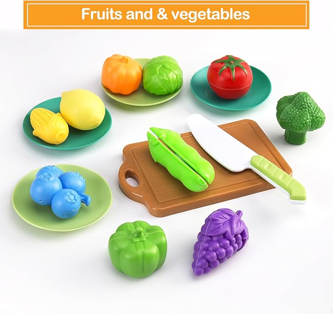 35Pcs Kids Kitchen Toy Accessories, Toddler Pretend Cooking Playset with Play Pots, Pans, Utensils, Cookware, Play Food Set, Toy Vegetables, Learning Gift for Girls & Boys (White)