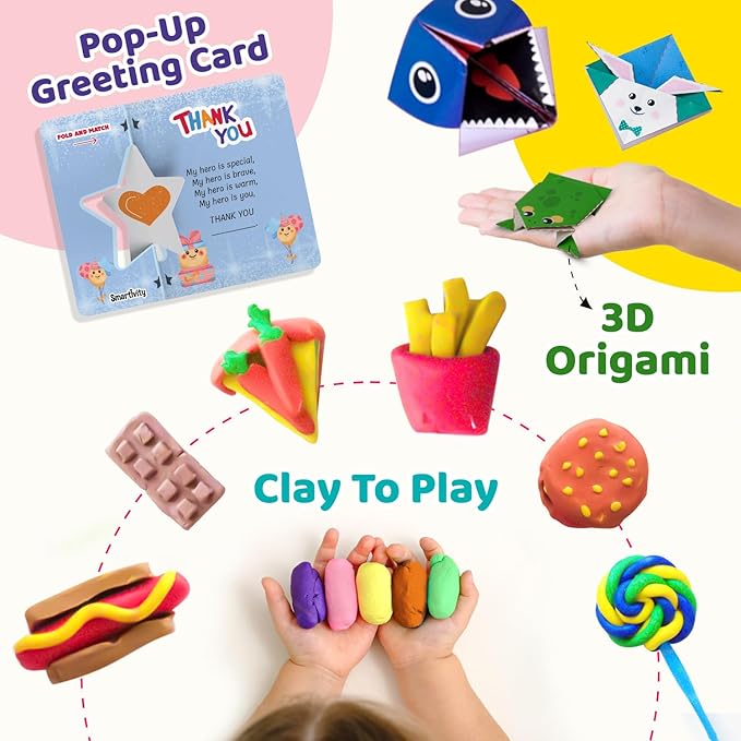 Smartivity 20 in 1 Art and Craft Kit I for 5,6,7,8,9 Year Old Girls & Boys I Clay, Stamp, Tracing, 3D House, Origami & Many More I Toys for Kids Age 5,6,7,8,9
