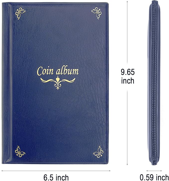 150 Pockets Coin Album, Penny Collecting Book, Souvenir Coins Collection Holder, Ideal for Pressed Pennies Passport, Hobby Coin Collector, Money Specie Display Storage Case (English, Blue)