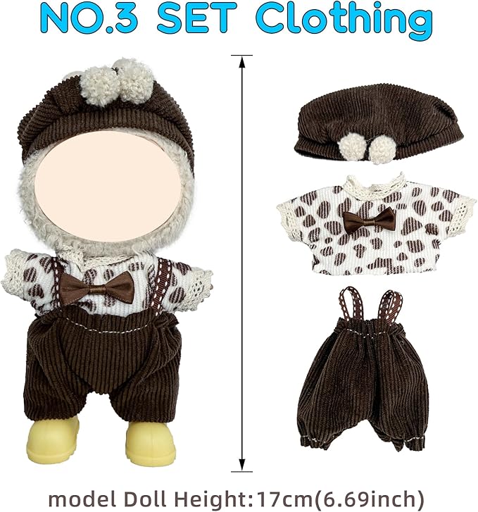 4 Pack—Adorable Outfit Set for 17cm Dolls,Premium Designer Doll Clothes with Accessories,6.7 Inches Cute Doll Clothes,Luxury Chic Fashion Doll Clothing Set(No Dolls and Shoes) (Set C