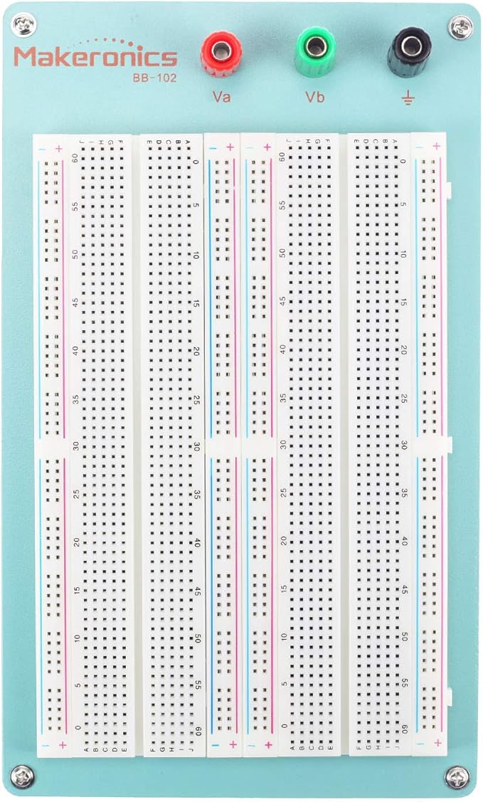 Makeronics 1660 Tie-Points Solderless Breadboard with Blue Aluminum Back Plate for Circuit/Arduino/Raspberry Pi Prototyping