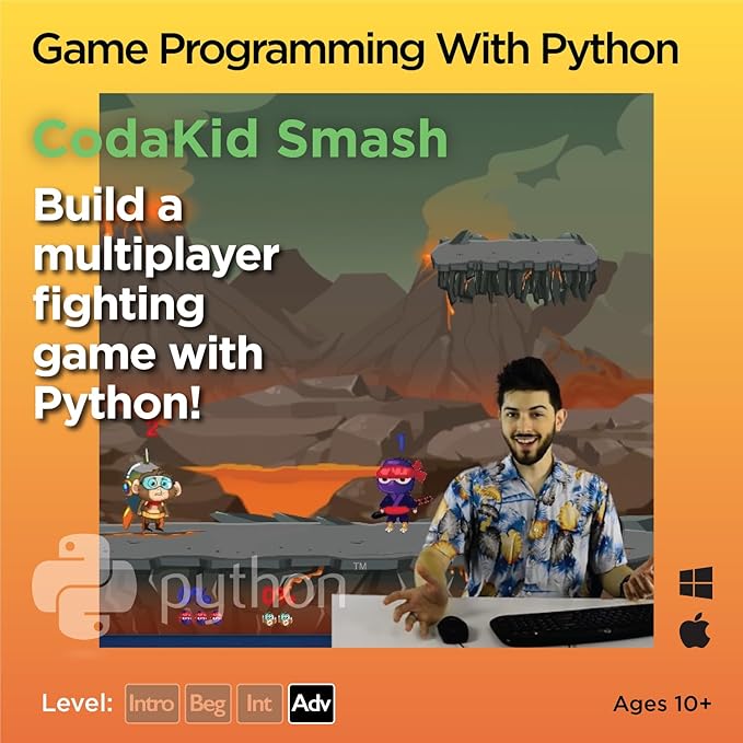 Python for Kids, Award-Winning STEM Courses, Coding for Kids, Ages 10+ with Online Mentoring Assistance, Learn Computer Programming and Code Amazing Games with Python (PC & Mac) (Box Art Varies)