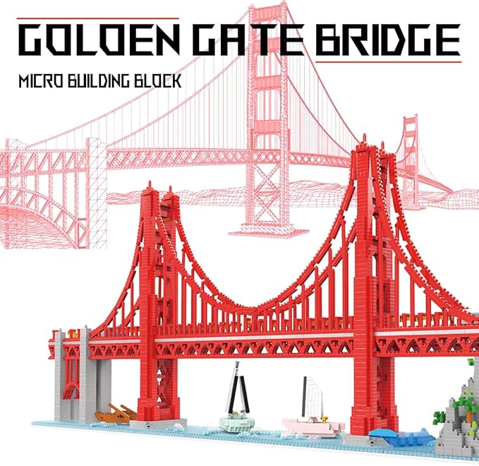 Golden Gate Bridge Micro Building Blocks Set （3800 Pieces）,Landmark Architecture Gift for Adult and Kid
