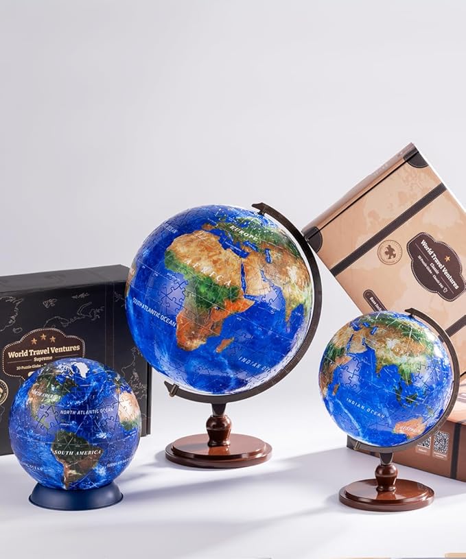 Pintoo Puzzles Pintoo 3-D Puzzle Globe Classic Small 6" Earth Globe Decor with 240 Curved Puzzle Pieces - Globes of The World for Unisex Adults, Explorers, Business, Home Decoration [A3751]