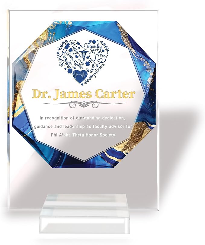 Custom Engraved Acrylic Employee Recognition Award – Personalized Appreciation Trophy for Corporate Excellence – Desk Display Plaque with Free Customization (Style #8)