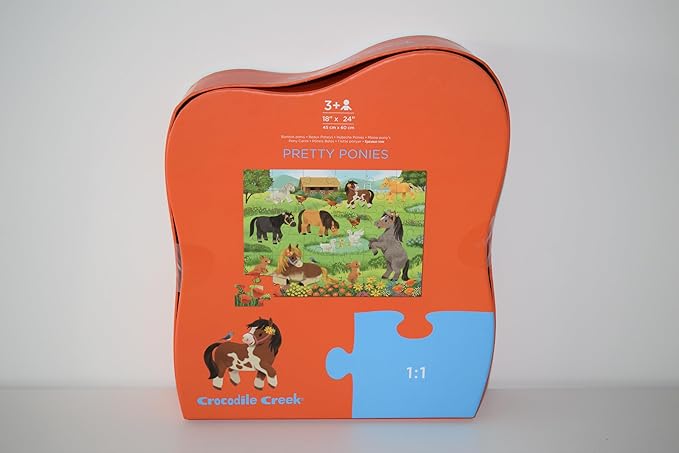 Crocodile Creek Jigsaw Puzzle, 36 Piece for Kids 3 Years and Up, Heavy-Duty Shaped Box for Storage, Finished Puzzle Size 18 x 24 inches, Pretty Ponies