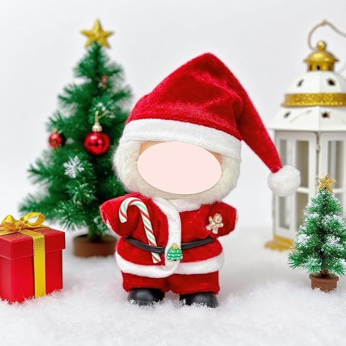Christmas Costume Set Outfit Set for 17cm, 2-Set Cute Dress-up Bundle, Reindeer, Sheep Holiday Dress, Plush Clothes Accessories (No Doll Included)