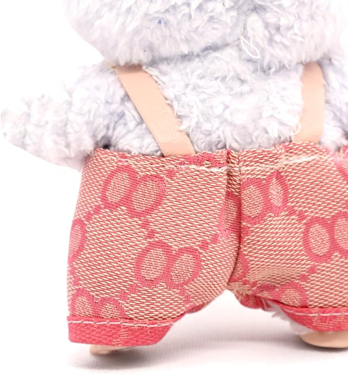 Clothes Compatible with Labubu 17cm Dolls, Premium Handmade Dolls Accessories with Chic Grid Hat & Clothes 2 Piece Set, High-End Fashion Outfit for Play & Display, No Doll, Pink