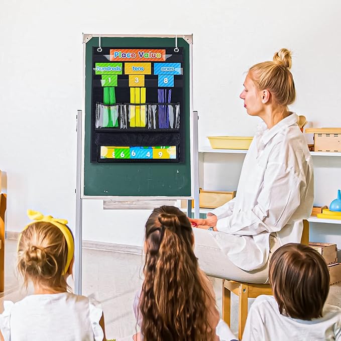 Eamay Counting Caddy & Place Value Pocket Chart for Classroom and Homeschool(Black)