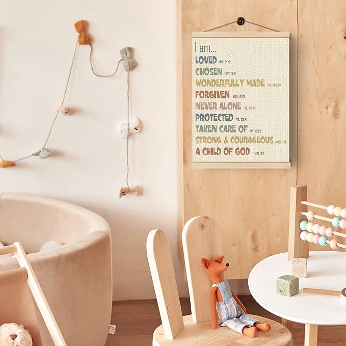 Boat Wades Christian Bible Affirmations Wooden Poster Hangers 12x16 Inch,Inspirational Gifts Poster Hanger Frame,Positive Bible Verse Boys Girls Kids Room Wall Art Decor