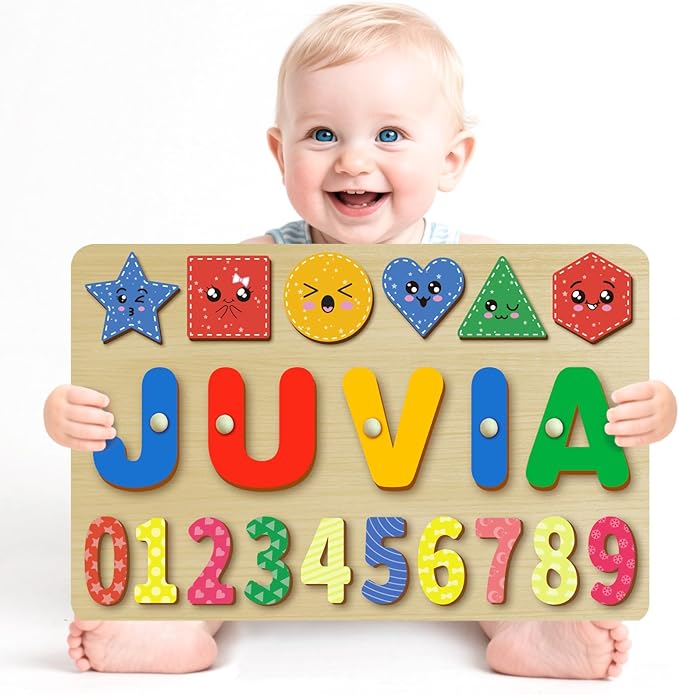 Name Puzzle for Kids Personalized - Custom Name Puzzles for Toddlers 1-3, Customized Wooden Animal Puzzle, Baby Gifts, Baby Shower, Christmas, Newbaby Gift, Gifts for 0 1 2 3 Years Old
