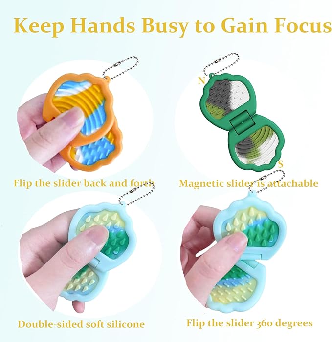 3PC Magnetic Silent Fidget Toys Sensory Toys for Kids with Autism,Fidget for Classroom Must Haves,Magnetic Flip Slider Anxiety Relief Items for ADHD Classroom Treasure Box Toys & Stocking Stuffers