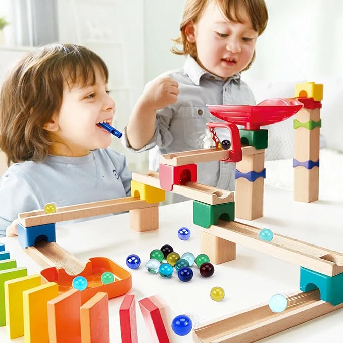 POPLAY 200PCS Marbles Bulk, for Marbles Run Games