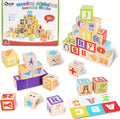 KMTJT Wooden Alphabet Blocks for Toddlers 1-3 | ABC Stacking Blocks Toys for 1 2 3 Year Old Kids | One Year Old Girl Boy 1st First Birthday Gifts | Number Building Blocks Learning Educational Toys