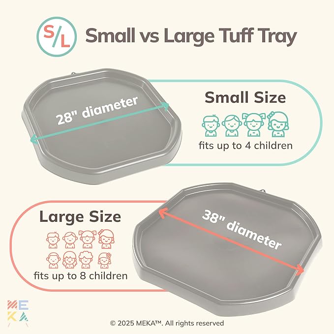 MEKA Tuff Tray for Sensory Play, Sensory Tray for Kids, Toddler Water Table, Tuff Spot Sensory Bin for Toddlers (Grey, Large (38" x 38"))