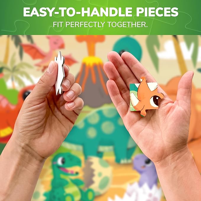 QUOKKA Puzzles for Kids Ages 3-5 - 30 Pieces Puzzles for Toddlers 2-4 - Dinosaurs Learning Jigsaw Puzzles for Kids 4-6 Years Old - Educational Toys for Boy and Girl