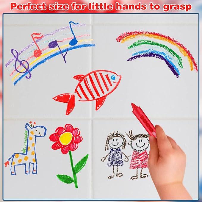 Epakh 24 Pieces Washable Crayons for Toddlers and Kids Easy Clean Colorful Crayons Shower Markers Toys Paint Art Supplies
