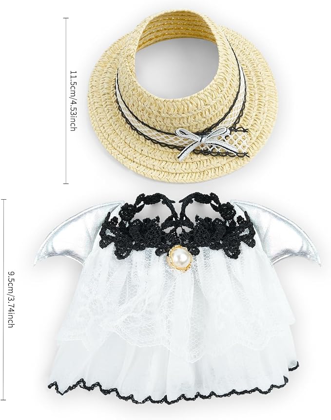 17cm Doll Clothes Set-Adorable Outfits for Dolls-Stylish Accessaries Clothes Dress-Up-Replaceable Clothing Collections, Includes Hat, Top, Skirt(White-Style C)