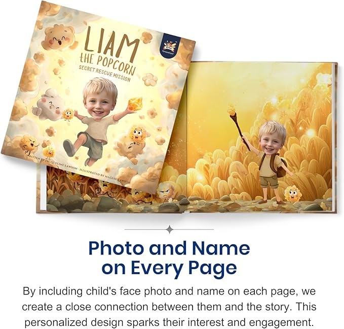 ELFINK Personalized Children Story Books - Popcorn Kingdom Adventures - Customized Name & Photo - Baby Gifts - Children Bedtime Story (Soft Cover)