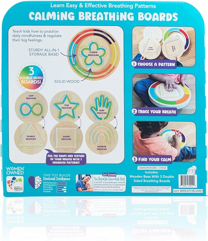 Open The Joy - Calming Breathing Boards for Kids and Adults, Mindfulness and Relaxation Tools - Ages 4 and Up