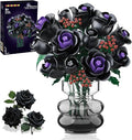 HOGOKIDS Flowers Bouquet Building Set - 15 Halloween Black Roses Botanical Collection Building Blocks Artificial Flower 330PCS Gothic Home Decor Christmas Birthday Gift for Adults Kids Girls Age 8+