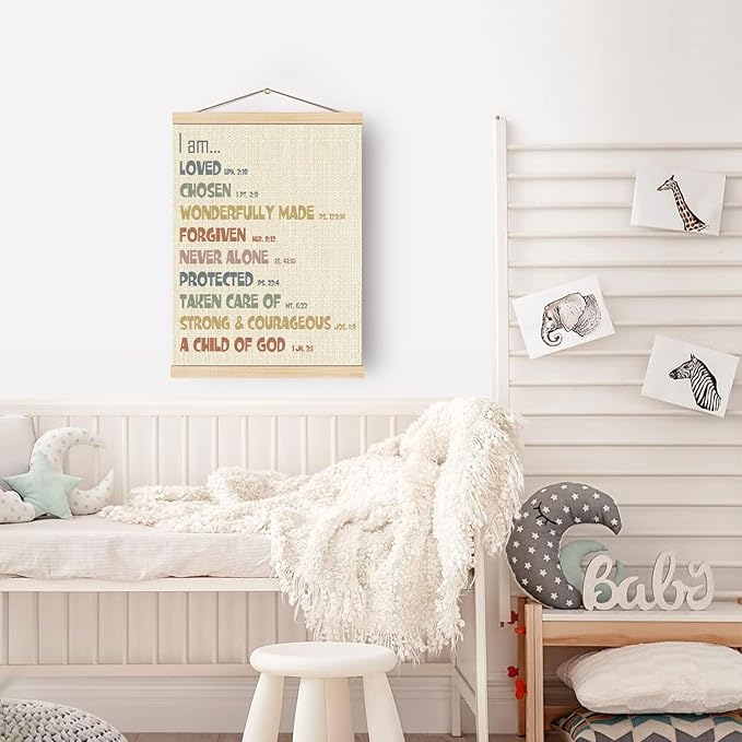 Boat Wades Christian Bible Affirmations Wooden Poster Hangers 12x16 Inch,Inspirational Gifts Poster Hanger Frame,Positive Bible Verse Boys Girls Kids Room Wall Art Decor