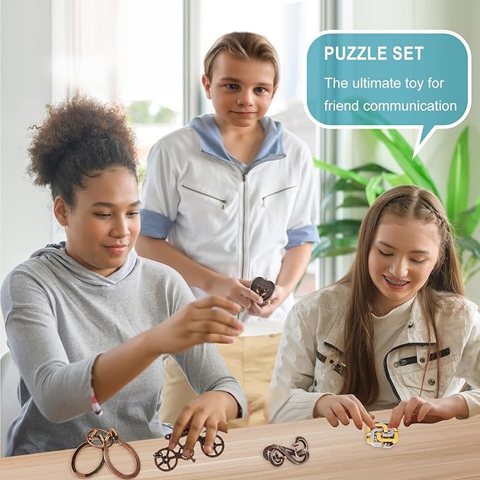 Metal Brain Teaser Puzzles for Adults Hand Puzzle Unlock Interlocking Puzzle Toy Lock Puzzles Gift for Adults Teenagers (Style A)