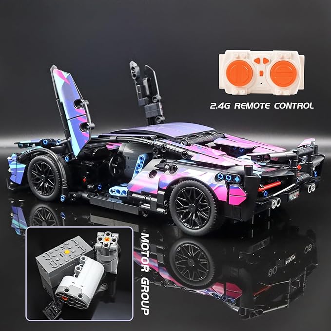 Remote Control Car Building Set, 1:14 Technical Sports Racing Car Building Kit, with Motors and Rechargeable Battery, Toys Gift for Adults & Boys Age 12+ (1314 PCS)