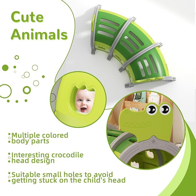 Glaf Tunnel Toys for Toddlers Climb and Crawl Baby Tunnels Play Tunnel for Kids 3-6 Years Old Indoor & Outdoor Toddler Play Equipment for Daycare, Preschool, Playground (Green, 3 Section)