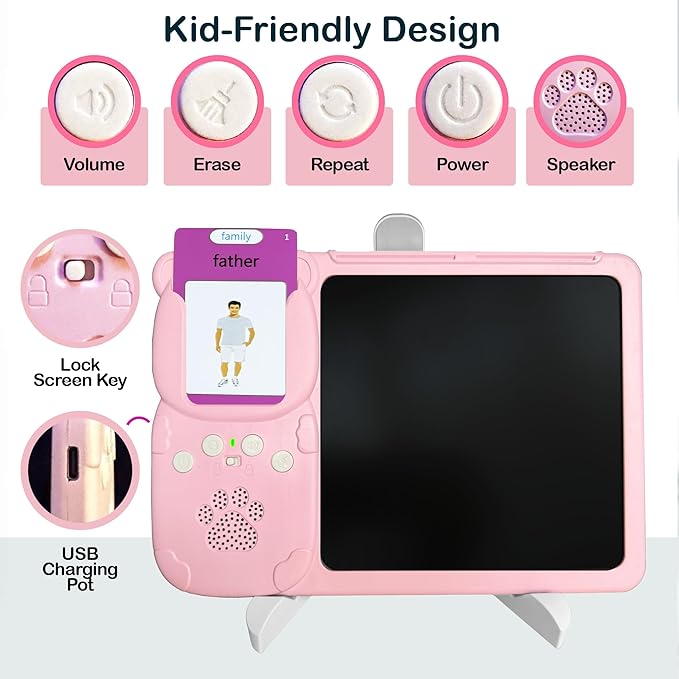 Talking Flash Cards for Toddlers - LCD Writing Tablet Kids - Drawing Tablet Toddler Toys 510 Sight Words Learning Montessori - Autism & Speech Therapy Toys - Kindergarten Gifts