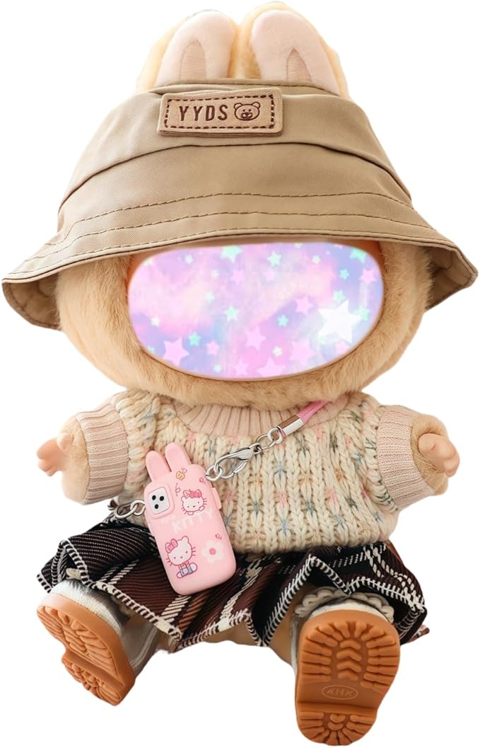 17cm Doll Clothes Set, 5 Pieces Dress Outfit Set for 6.7inch Doll Suit, Fashion Chic Hat & Clothes Accessories for 1st/2nd/3rd Gen Dolls Play & Display Brown