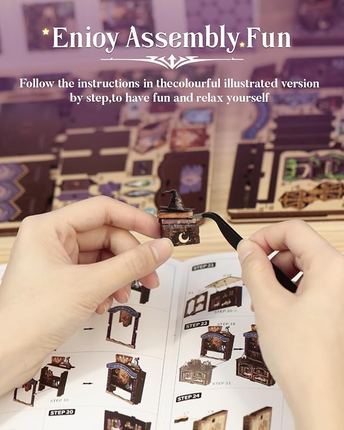 Cutefun Book Nook Kit - DIY Miniature Dollhouse Booknook Kit for Adults and Teens, Tiny House Bookshelf Insert Decor with LED Light, Gifts for Family and Friends (The Astrology Bookshop)