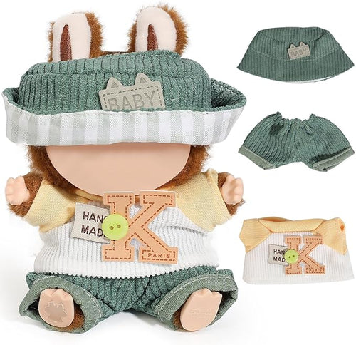 (2 Set) XMBYGY Doll Clothes for Labubu(for 17/15cm Standing/Sitting Doll)(NO Doll) - Accessories Clothes Dress up for Dolls Outfit Included Figures Clothing and Hat for Girl Woman (LB20+LB21)
